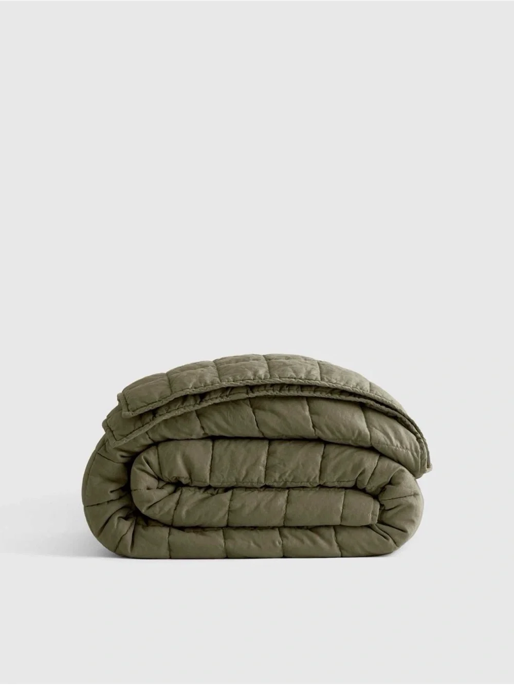 Quince European Linen Box Quilt, Full/Queen in Dusty Olive 💚